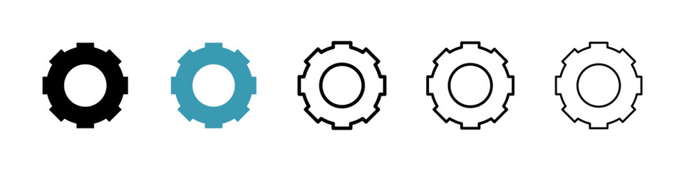 Settings gear icons in black and blue set