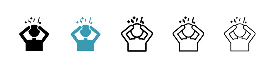 Anxiety icons in black and blue set