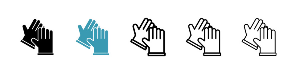 Glove icons in black and blue set
