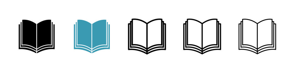Book icons in black and blue set