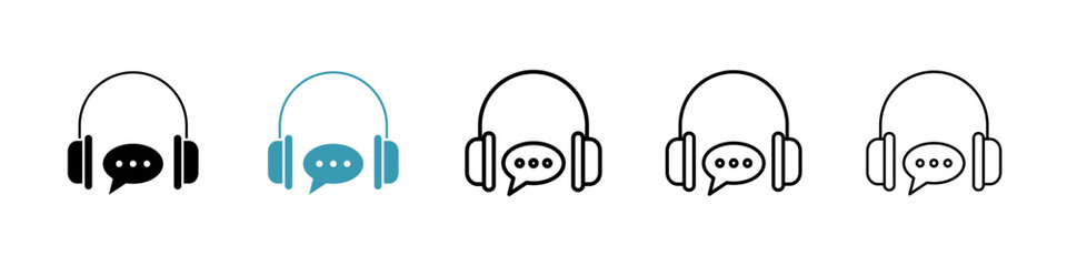 Live chat icons in black and blue set