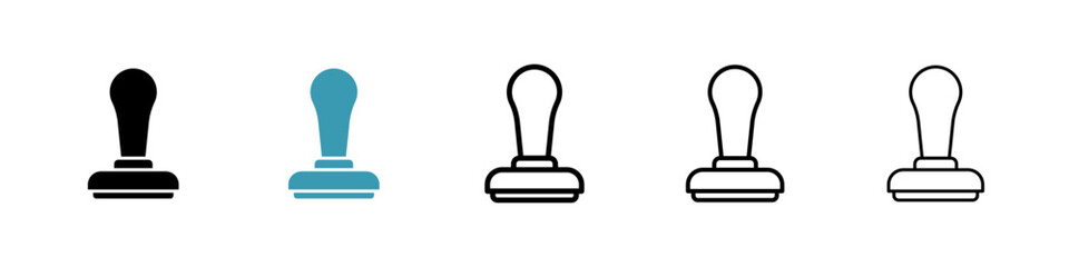 Approval stamp icons in black and blue set