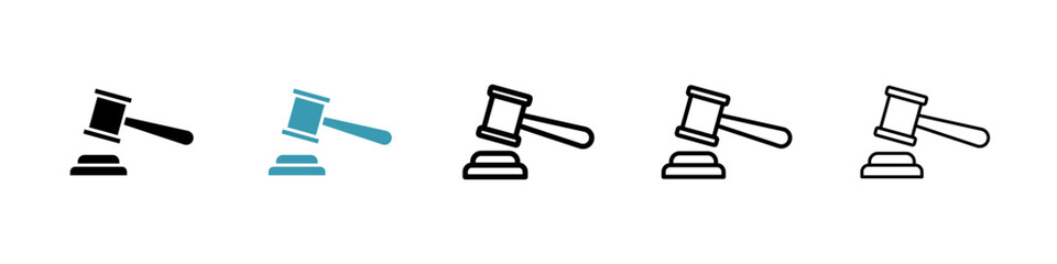 Law icons in black and blue set