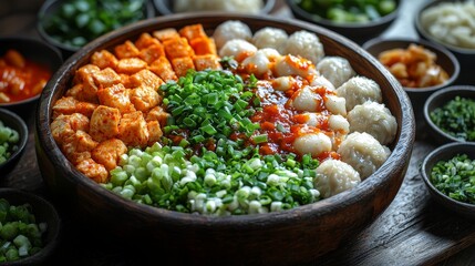 In a lively street food scene, an Asian fusion dish is served, reflecting the vibrant and exciting essence of Asian gastronomy