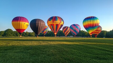 Naklejka premium Hot air balloons at sunrise.