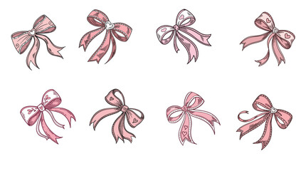 set of bows vector, ribbon