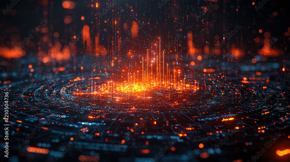 Poster dynamic digital data visualization abstract tech environment high-resolution visual art futuristic d