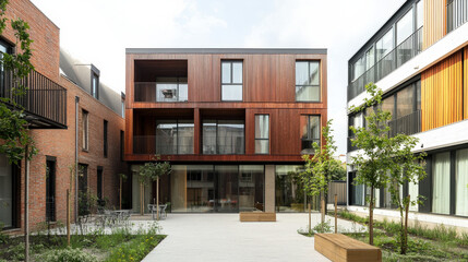 Obraz premium Contemporary Courtyard with Modern Architecture