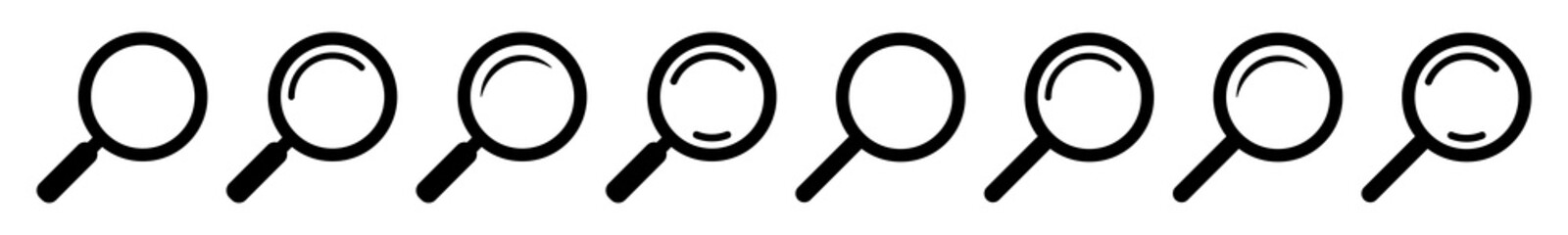 Magnifying glass icon, magnifier or loupe icon. Web search icon.