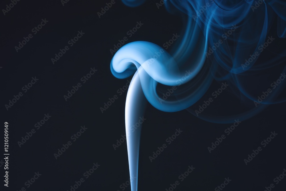 Poster abstract blue smoke swirls against a dark background, creating an ethereal and artistic visual.