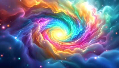 Obraz premium Vibrant Rainbow Galaxy Spiral Nebula Art Print