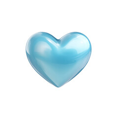 Blue 3D Heart isolated on transparent PNG.