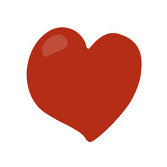 A red hand-drawn vector heart on a white background. The symbol of lovers, Valentines Day. A declaration of love.