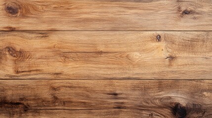 Fototapeta premium Detailed close-up of three horizontal brown wooden planks with a textured surface