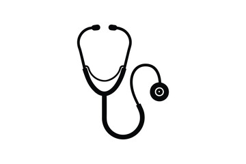 Medical stethoscope icon design, Stethoscope black silhouette vector illustration tool  
