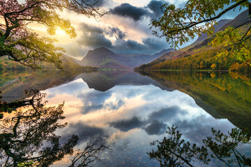 Beautiful autumn season sunrise at Buttermere lake in Lake District. England