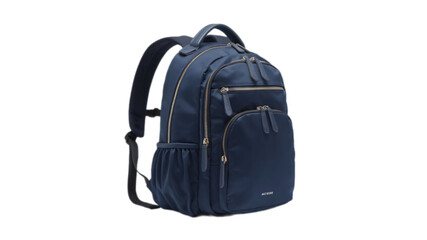 Fototapeta premium Black backpack for travel or school isolated on transparent background