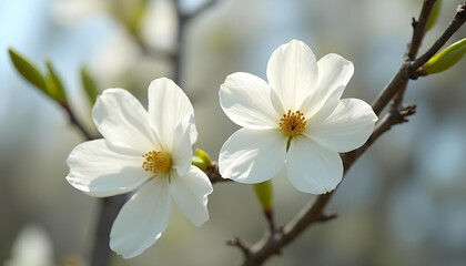 Bonitas ramas de cerezo en flor en primavera