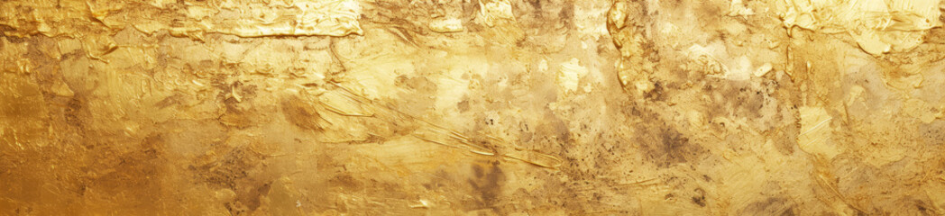 Golden textured wall uneven golden plaster.