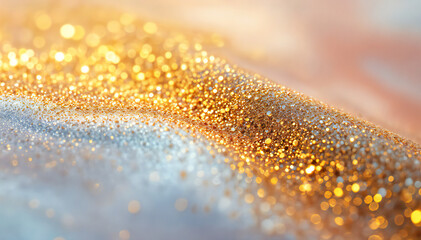 golden glitter sprinkled, creates an elegant and luxurious texture, sparkling brilliantly