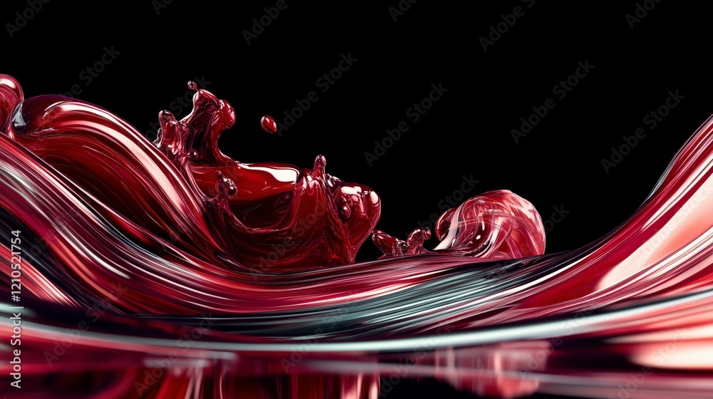Aufkleber a splash of red paint on a black background. the splash is in the middle of the image and is the mai