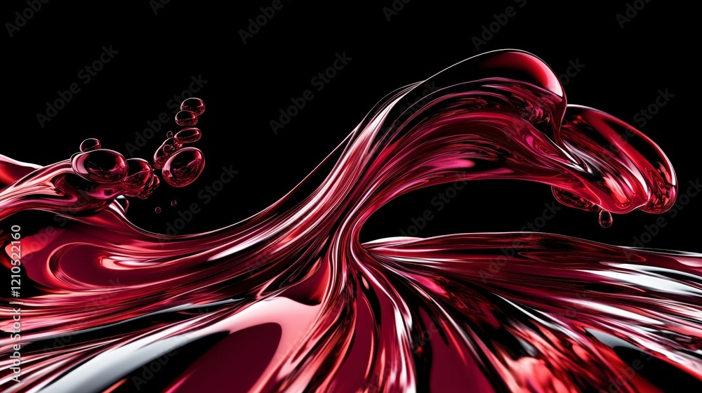 Aufkleber a splash of red paint on a black background. the splash is very abstract and has a lot of movement. 