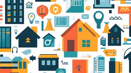 Fototapeta premium Abstract Colorful Illustration Of Houses And Buildings