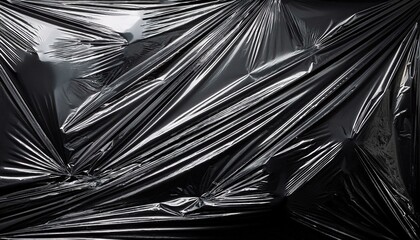 Fototapeta premium Wrinkled plastic texture on black