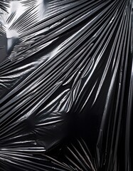 Fototapeta premium Wrinkled plastic texture on black