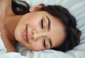 Obraz premium Sleeping female person on a white bed