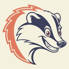 Badger head mascot logo design featuring bold, sharp lines and a fierce expression. Perfect for sports teams, esports, wildlife organizations, or branding requiring a strong, dynamic look.