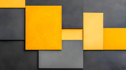 Abstract geometric yellow and gray squares wall art background, ideal for modern design