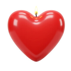 Fototapeta premium 3D Heart-Shaped Candle with Vibrant Red Wax and Burning Flame Cutout