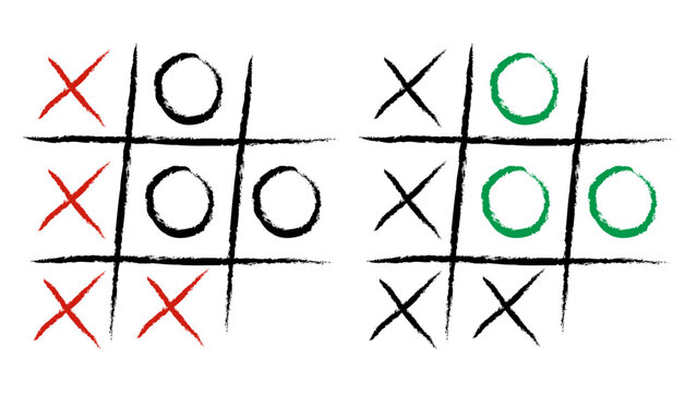 set of red handwritten x-o games, isolated on white background, Flat Modern design, illustration Vector EPS 10 