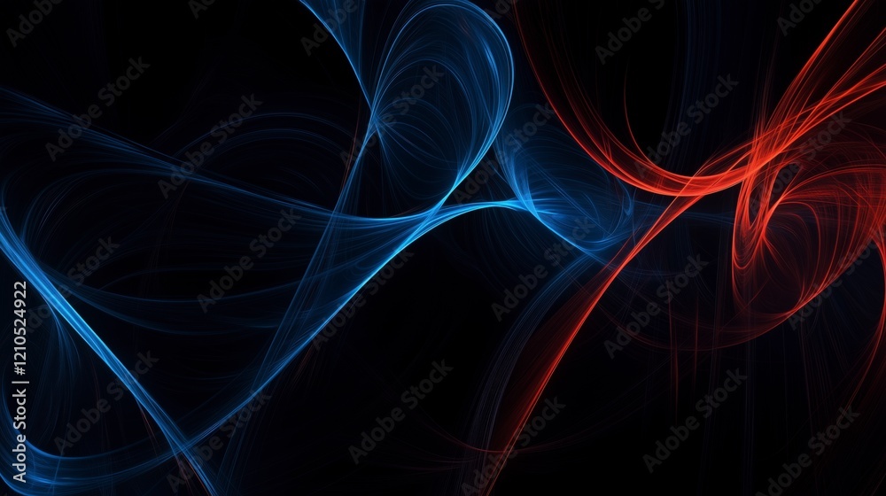 Poster a blue and red wave with a black background. the blue and red colors are contrasting and the wave is