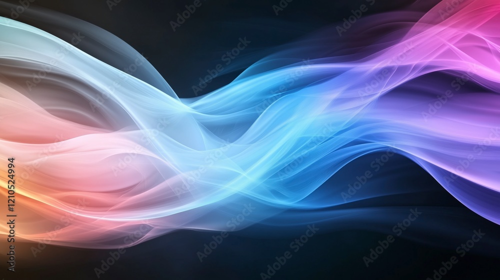 Poster a colorful wave of light with a blue and pink section. the colors are bright and vibrant, creating a