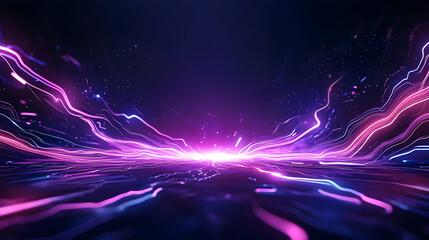 Fototapeta premium Abstract light trails, vibrant purple and pink energy streaks, dark background, futuristic design, perfect for tech or gaming backgrounds
