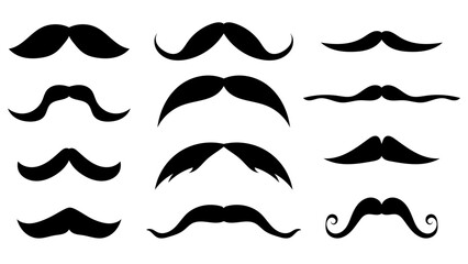 Vector mustache shapes set isolated on white background, Flat Modern design, illustration Vector EPS 10 