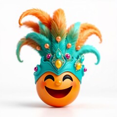 Carnaval Emoji 3D Template Isolated Background