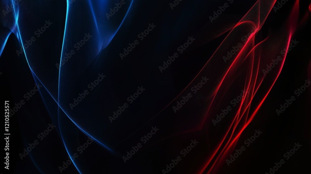 Poster a blue and red wave pattern on a black background. the colors are vibrant and the pattern is dynamic