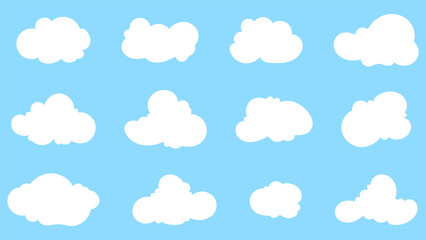 White cloud shapes vector set, isolated on white background, Flat Modern design, illustration Vector EPS 10 