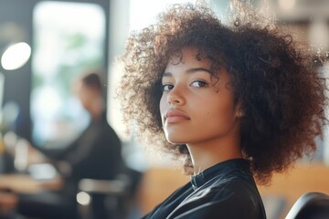 Highlighting the art of curly hair styling with a dedicated stylist showcasing techniques and creativity