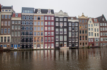 Amsterdam houses on water canal 