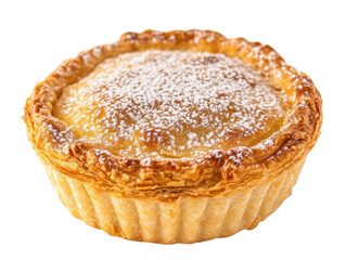 Isolated Portuguese Custard Tart with Powdered Sugar