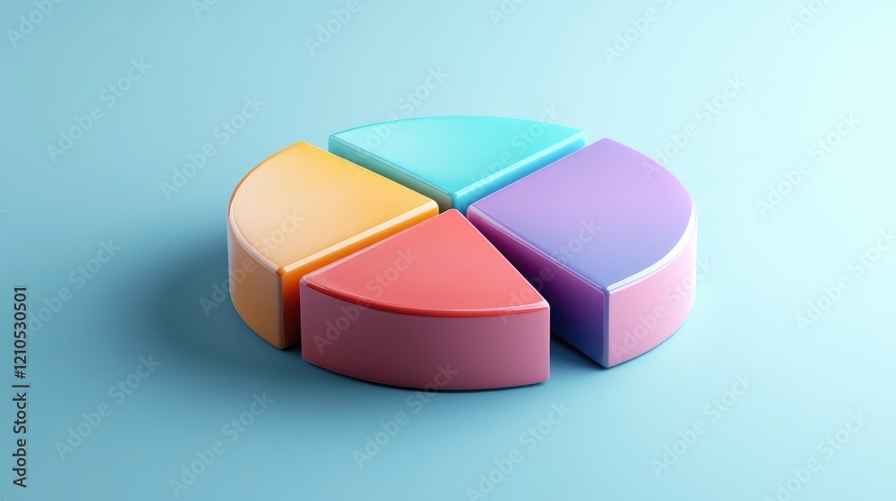 Poster a high-resolution image of a d pie chart with colorful segments, displaying various data proportions