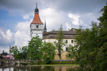 medieval castle Blatna with wooden fackverk tower