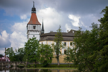 medieval castle Blatna with wooden fackverk tower