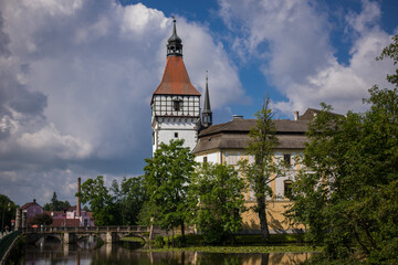 medieval castle Blatna with wooden fackverk tower
