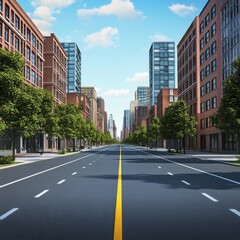 Obraz premium cityscape, realistic, 3d, illsutration, sunny day , showing road angle 