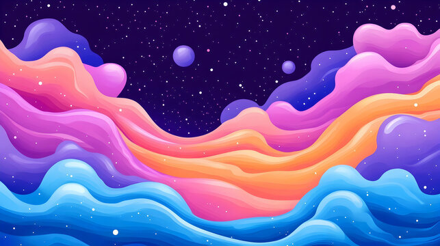 Colorful abstract cosmic waves background, perfect for website banners or social media posts